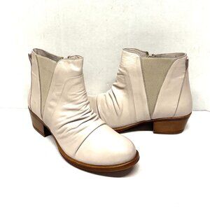 MIZ MOOZ SOFT RUCHED LEATHER BOOTIE SIDE ZIP PEARL 37EU / 7US # Z-154